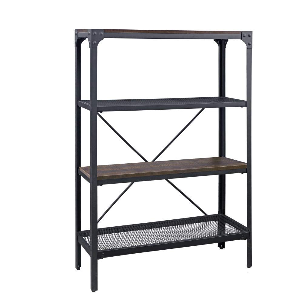 Buy FIVEGIVEN Bookshelf 4 Tier Wood and Metal Book Shelves Industrial