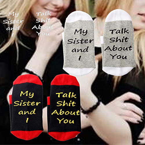 JXGZSO My Sister and I Talk Shit About You Sister Socks Sister Gift Sister Birthday Gift Socks4