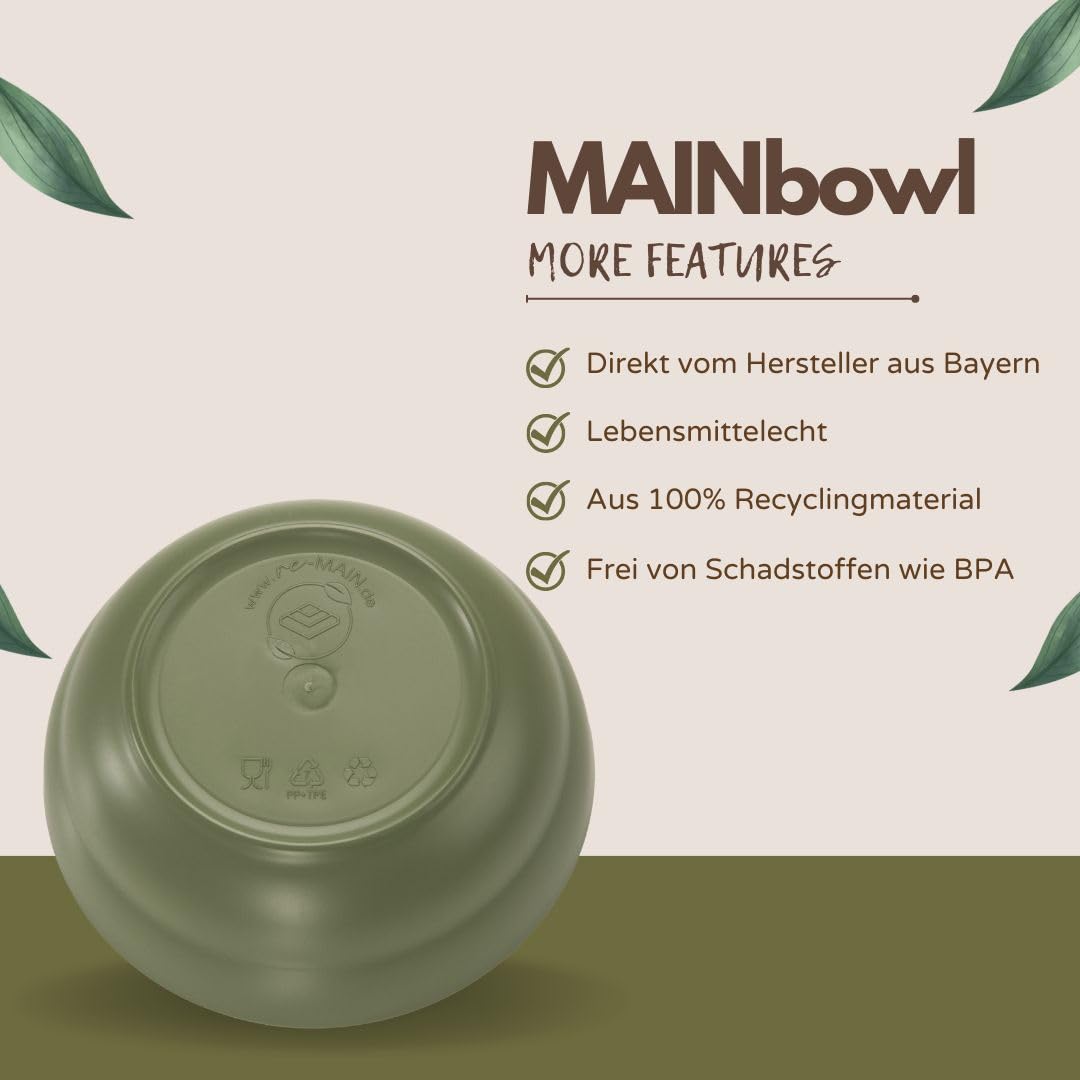 reMAIN Unzerbrechliche Schüsseln 4er Set (450 ml) – BPA-frei, spülmaschinenfest – Ideal für Kinder, Camping & Outdoor – Bruchfeste Bowls aus recyceltem Kunststoff (Made in Germany) (Gemischt)