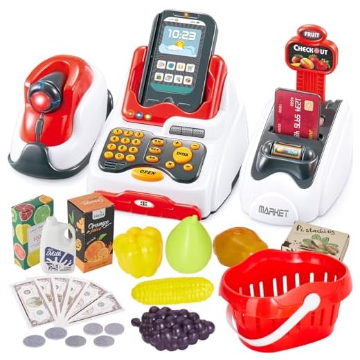 BUYGER Máquina Cajas Registradoras de Juguetes Electrónica Escáner Supermercado Comida Juguetes Tienda Infantil Juego de rol Regalo para Niños Niñas