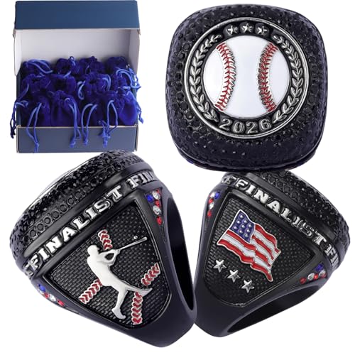 TOPSPORTSJEWELRY Sporting Prize Baseball Date 2026 Championship Trophy riing Size 9.5 Black Two Tones Plating Baseball Events Team Awards (Finalist)