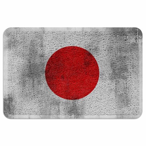 Evamona 玄関マット 泥落とし 屋外 室内 滑り止め 業務用 泥っぷマット 60x90 CM 日本国旗 和風 日の丸 グレー レトロ 耐摩耗性 速乾 オフィス お店 エントランス