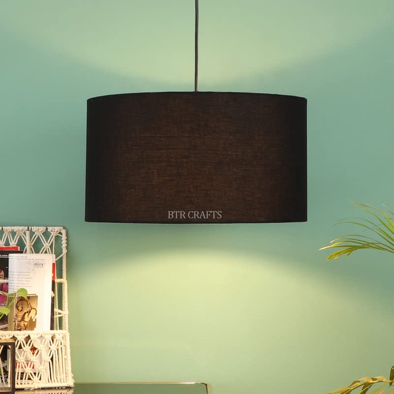 Black Color, Hanging Drum Lamp Shade, Decorative Light Lamp for Hotels & Home Décor/Black Canopy (18" Inches)-picture-30