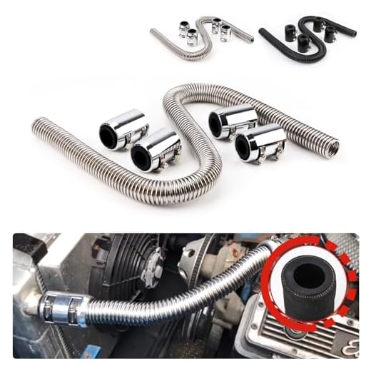 48” Radiator Hose Flexible Stainless Steel Universal Coolant Water Hose Kit With 4Pcs Chrome Caps REENKEY (Silver)