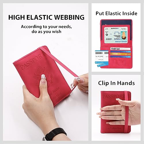 Image of Melsbrinna Rfid Passport Holder for Travel women /Men, Cute Passport Wallet Rfid Blocking Card Slots, Rfid Passport Cover /CaseTravel Wallet, Passport Book Holder (1, Red5)