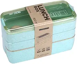 Marmita/Lancheira Japonesa (Bento) Com 3 Compartimentos e Talheres 900ml (Verde)