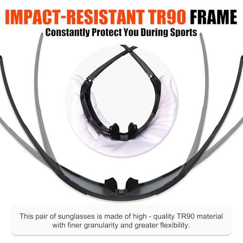 Image of X-TIGER Polarized Sports Sunglasses with 5 Interchangeable Lenses,Mens Womens Cycling Bike Glasses,Baseball Running Fishing