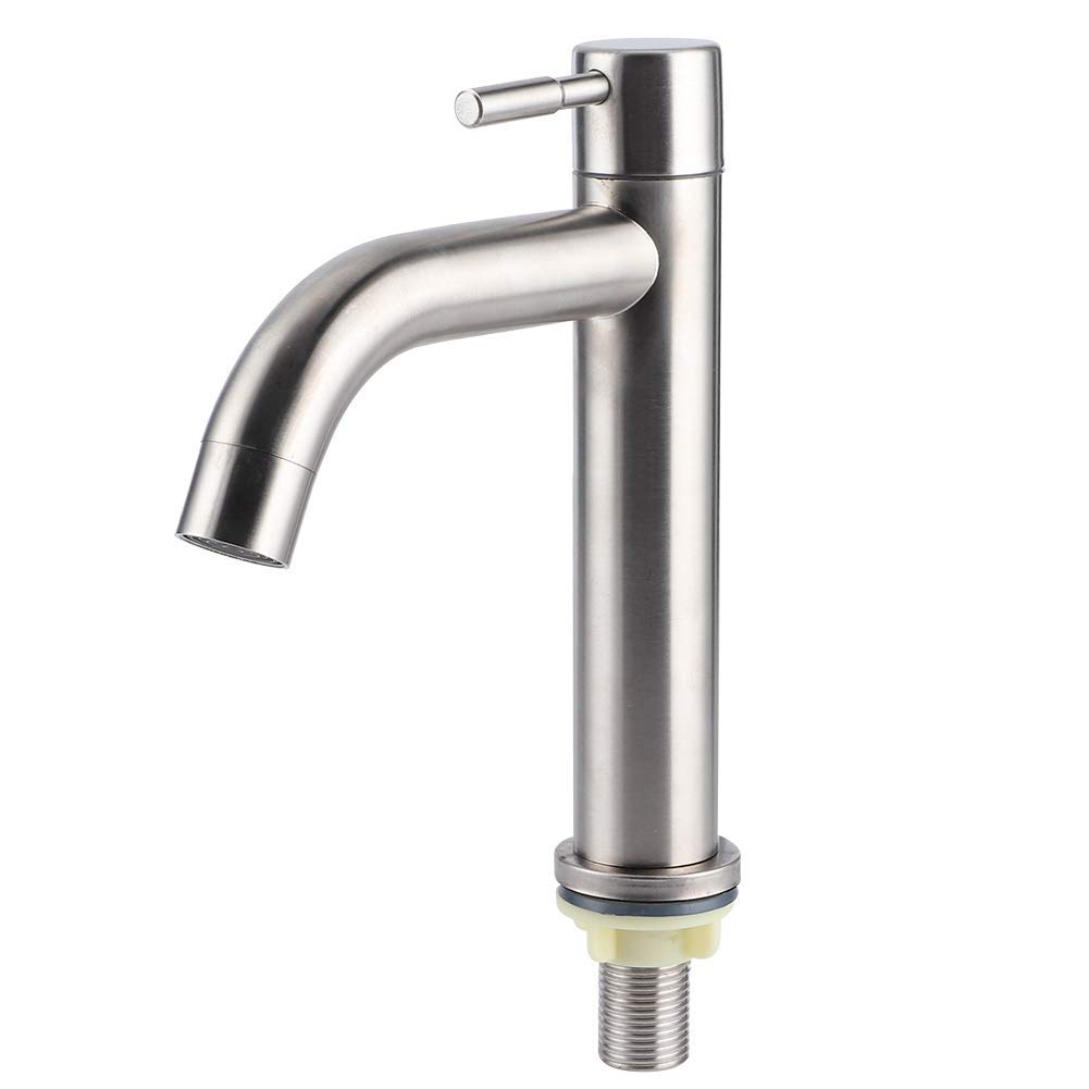 Wasserhahn G1/2 Edelstahl gebürstet Einzel-Kaltwasserhahn Waschbecken Wasserhahn Badezimmerzubehör Wasserhahn Wasser (Zylinder einzeln) (Farbe: Zylinder einzeln)