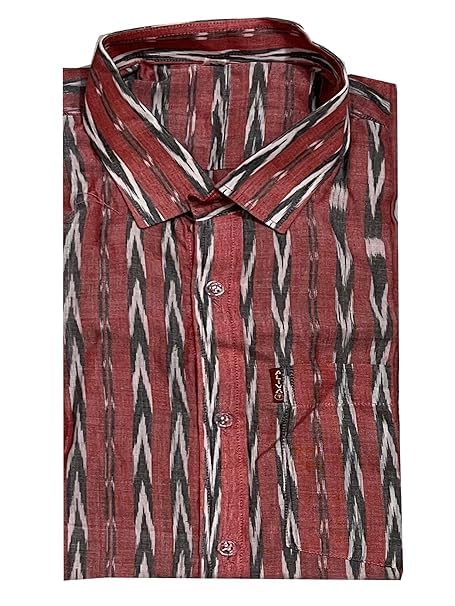 Image of Odisha Handloom 100% Pure Cotton Sambalpuri pasapali Half Shirt fabric for Men /Boys Odisha Traditional Shirt Tie-Dye Craft, Soft & Breathable Weave Cotton Material