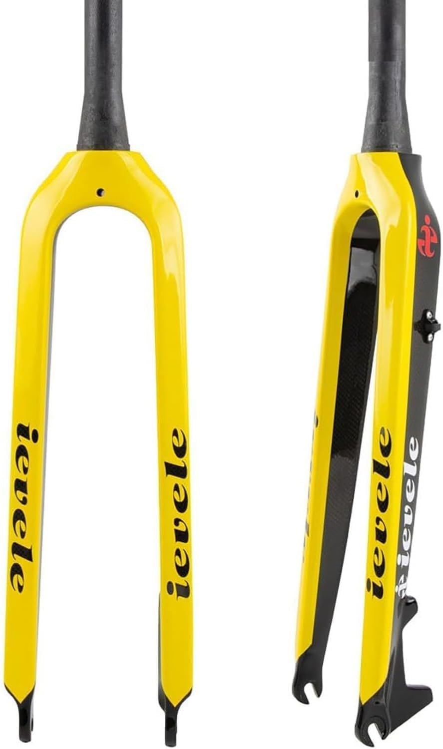 AZQOHMIS Carbon Fibre MTB Rigid Fork 26/27.5/29in Disc Brake Mountain Bike Fork 1-1/2in Tapered Bicycle Front Fork QR 9mm Yellow,26in