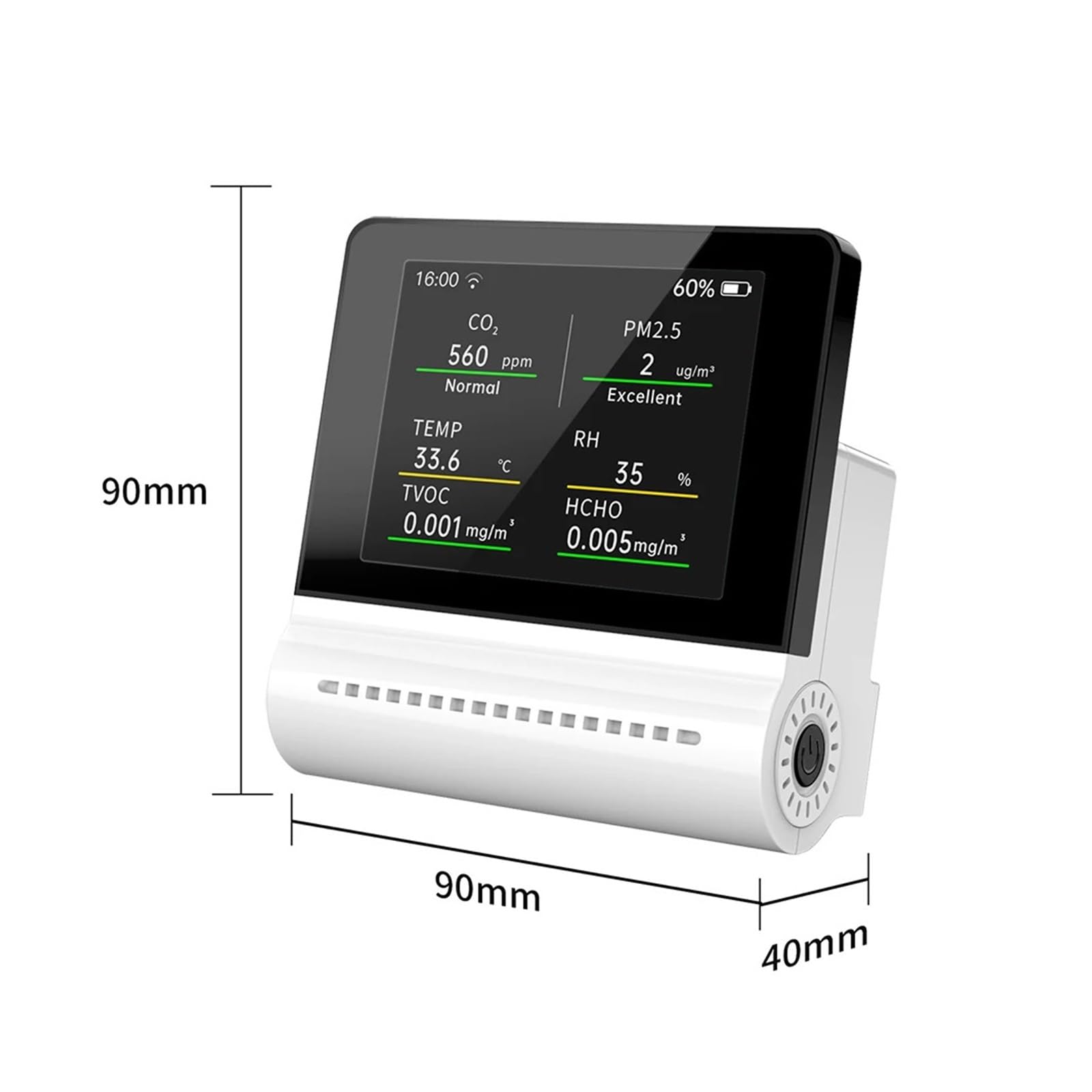 5 w 1 Monitor jakości powietrza Pm2.5 Co2 HCHO TVOC Tester temperatury i wilgotności Pojemnościowy ekran dotykowy Detektor gazu