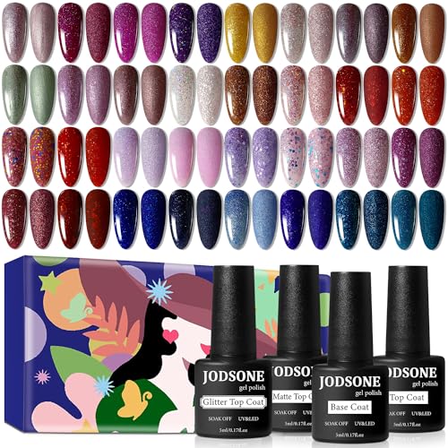 JODSONE Gel Nail Polish Shiny High Gloss Surface Strengthening Glitter Minimalistic Artistic Creation Starter Set 36 Pieces 32SET-12-A