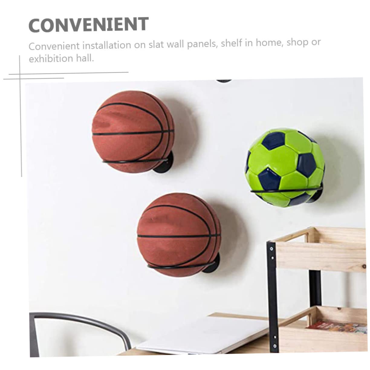 Toddmomy Estante de Almacenamiento de Baloncesto de Hierro Pared Soporte Resistente para Exhibición de Organizador de Espacio para Gimnasio
