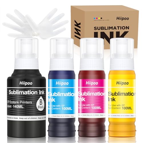 Hiipoo 440ML Sublimation Ink Refilled Bottles Compatible for ET2400...
