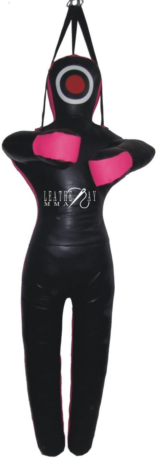 LEATHERAY MMA Martial Arts Grappling Dummy Jiu Jitsu Punching Bag Black Synthetic Leather-70 inches-Unfilled