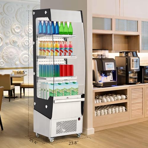 Image of 7.8 Cu.Ft Display Refrigerator Cabinet,Glass Door Commercial Fridge,LED Lighting & Adjustable Shelves,Double Glazed, White