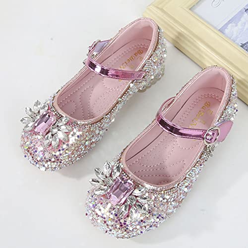 Fashion Autumn Toddler and Girls Casual Shoes Dance Shoes Round Toe Buckle Dress Shoes Toddler Girl Size 5 Shoes (Red, 6-7 Years)3