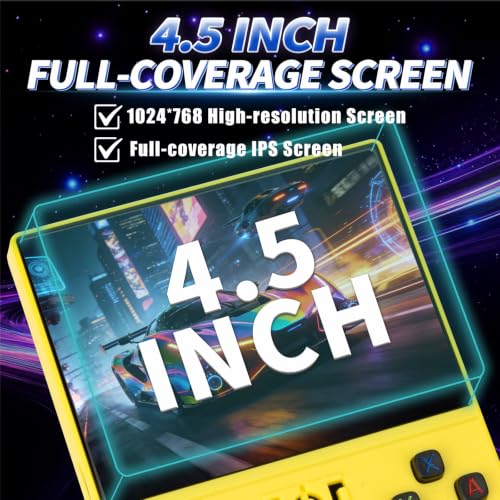 Image of 2026 NEW Upgrade R36MAX Ⅱ Retro Video Game Console - 4.5 Inch Ultra-Large Screen, Support 18000+Classic Games, 64G TF Card, Linux System, 4000mAh Battery, Birthday Gift for Adult (Yellow)