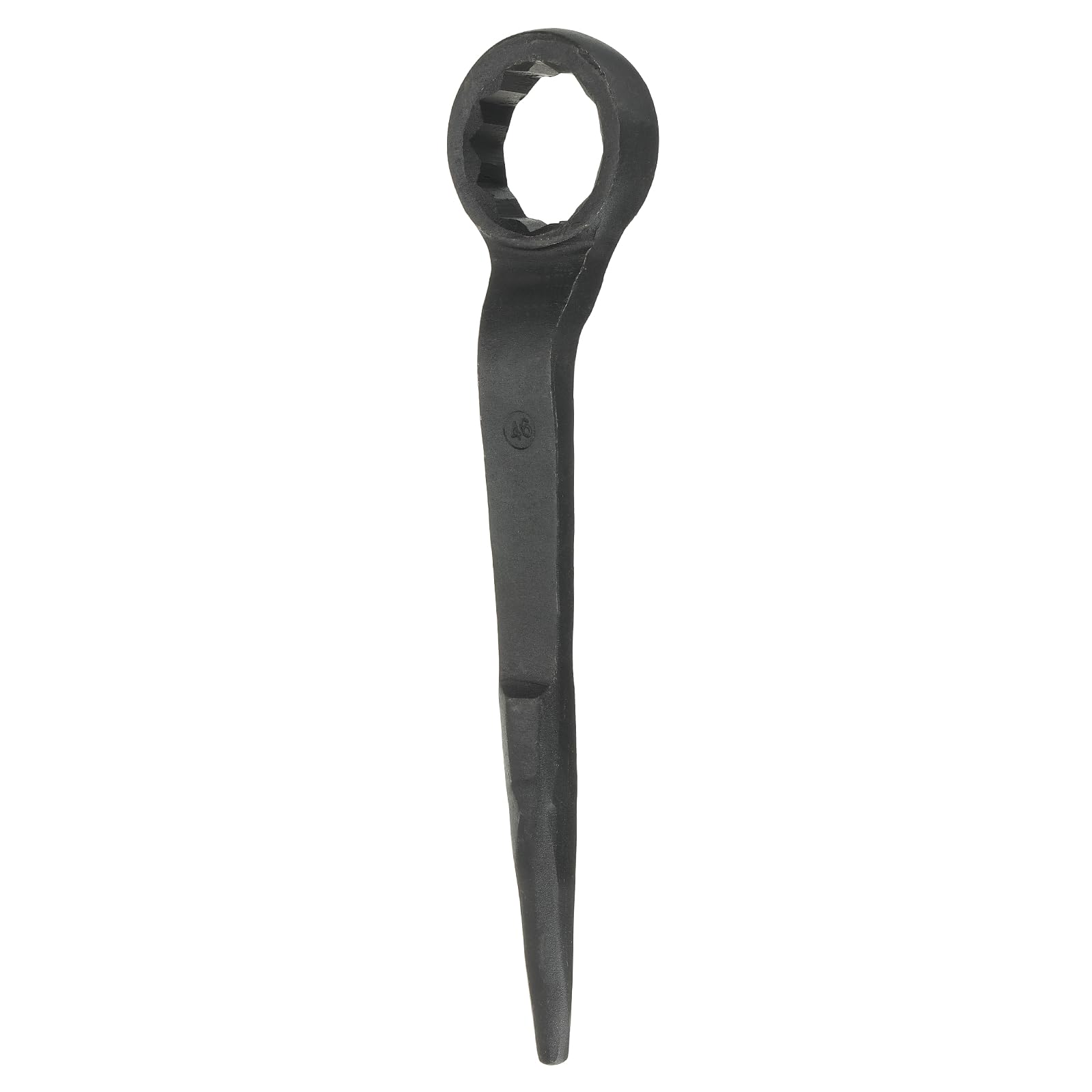 sourcing map Single Head Box Wrench 46mm 45# Steel Blackening Metric Striking Wrench Offset Single Head Box End Ring Type Impact Hand Spanner with Pointed Tail for Repair Maintenance, Black