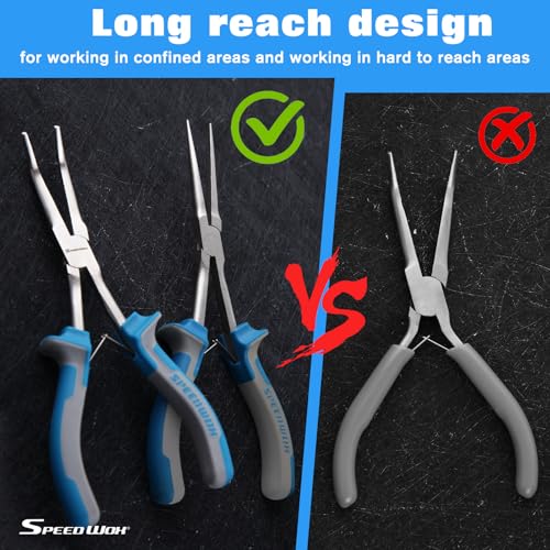 Image of SPEEDWOX 2PCS Long Reach Needle Nose Pliers & Bent Needle Nose Pliers Set