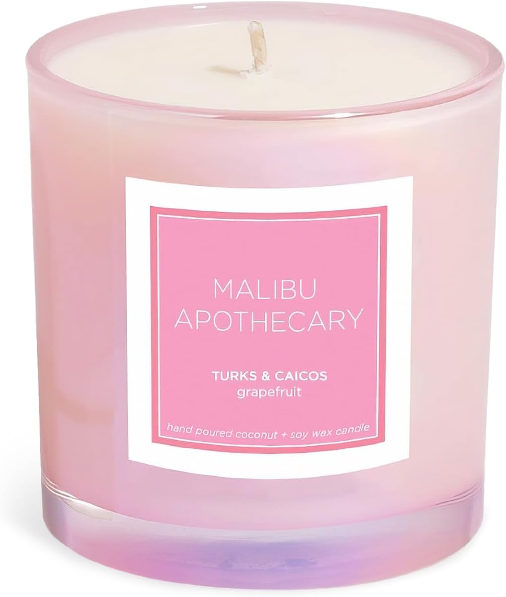 Malibu Apothecary Women's Turks & Caicos Candle, Iridescent Pink, 7.5 Ounce
