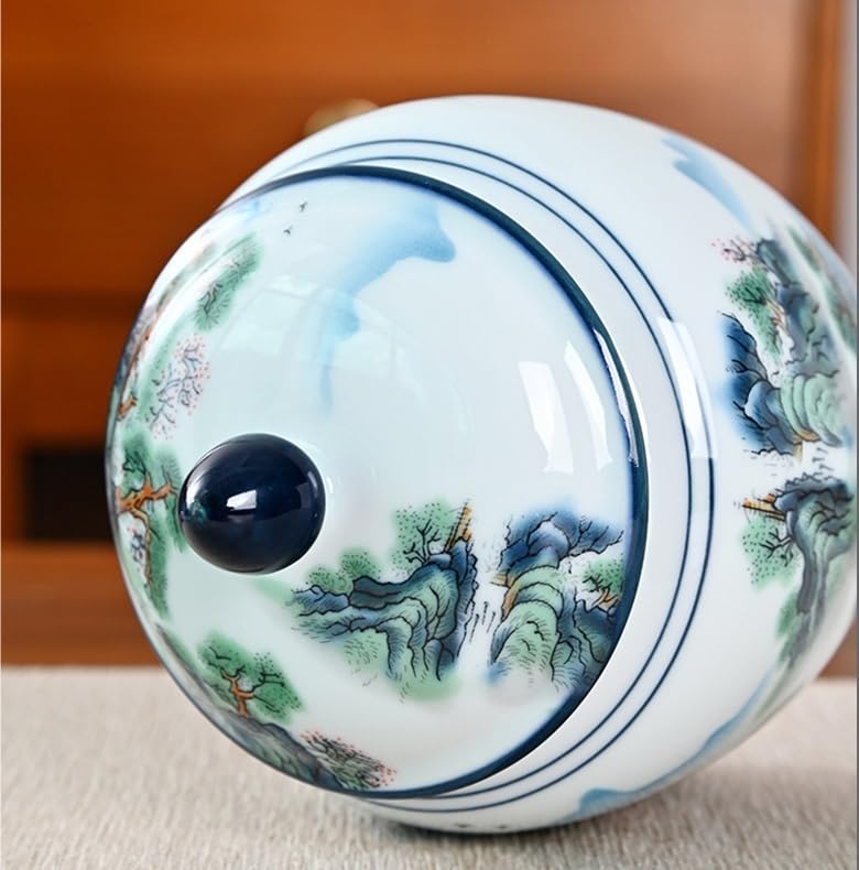 Pojemnik na herbatę, pojemnik ceramiczny, Nowa chińska puszka na herbatę w stylu retro, półfuntowa, luksusowa, ceramiczna, szczelna, odporna wysoką temperaturę, do przechowywania herbaty domu