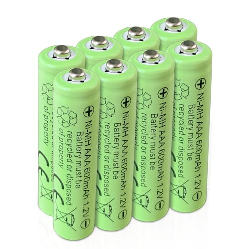 SPMST Pilas recargables Ni MH AAA, 1.2 V 600 mAh de alta capacidad, adecuadas para múltiples controles remotos/luces solares nocturnas (paquete de 8)