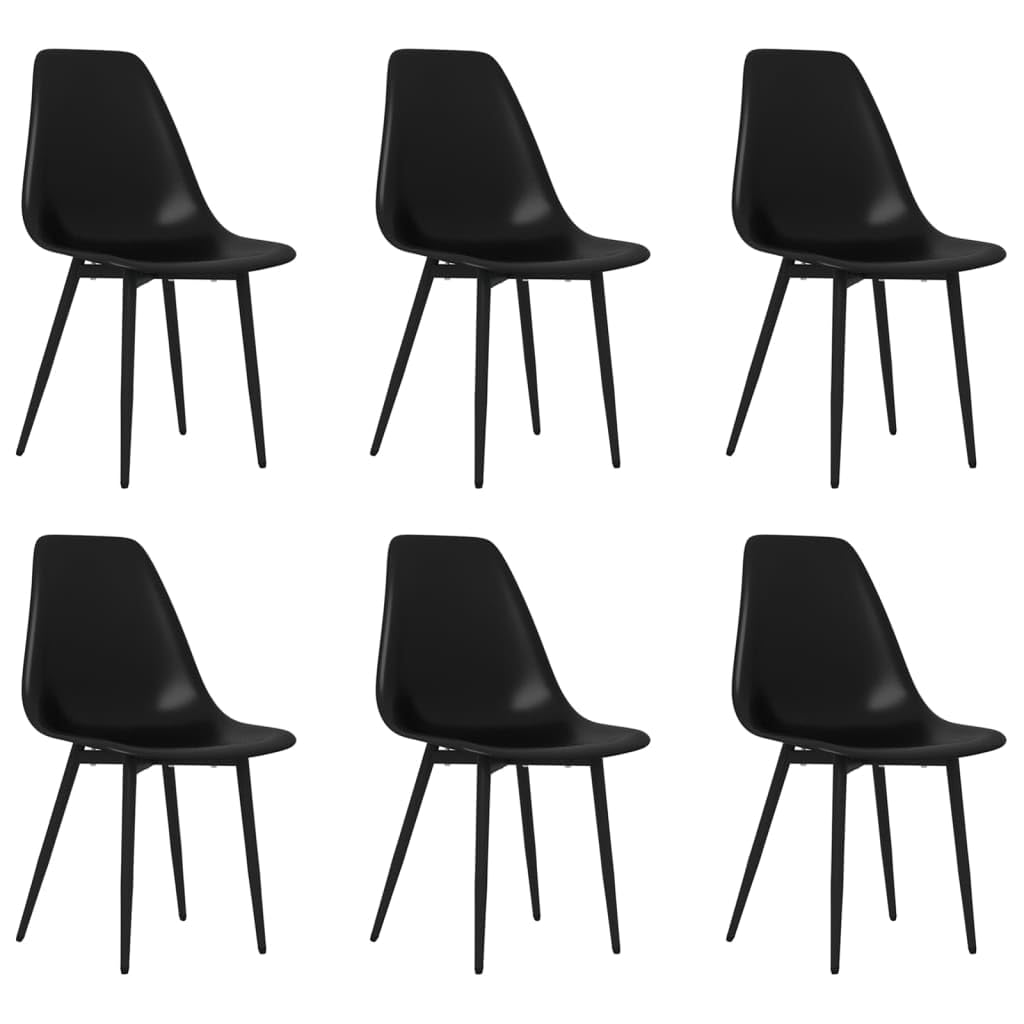 vidaXL Lot de 6 Chaises à Manger, Sièges à Dîner, Chaises de Repas, Meubles de de Salle à Manger Cuisine Maison Intérieur, Noir PP