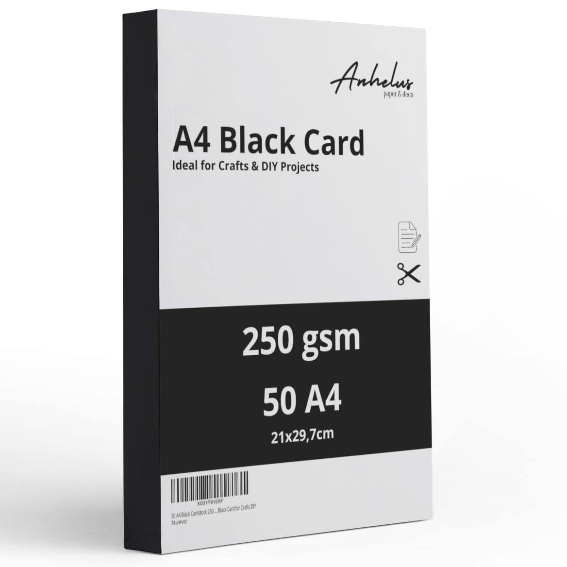 50 A4 Black Cardstock 250 GSM | Pack of 50 Sheets Cardboard 21x29.7cm Size | Thick Black Card for Crafts DIY