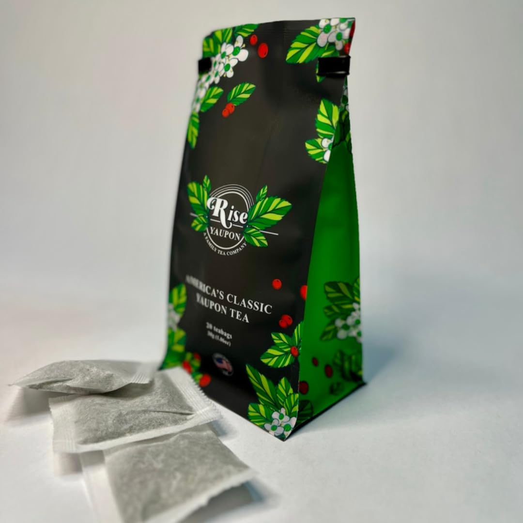 Rise Yaupon America's Classic Yaupon Holly Tea, 20 Tea Bags, 1.06 oz, Made with 100% Yaupon Holly, Naturally Caffeinated, Never Bitter (Classic)