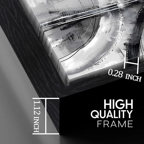 Image of AOZEMI Abstract Wall Art Black and White Wall for Bedroom | Framed Art Wall Decor Artwork Grey Wall Paintings for Gallery Home Decor 48 inchL x 24 inchW