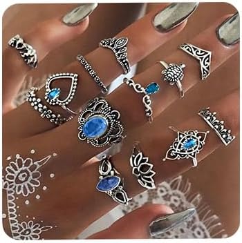 Amazon.com: Aimimier 13 Pcs Bohemian Stackable Joint Knuckle Ring Set ...