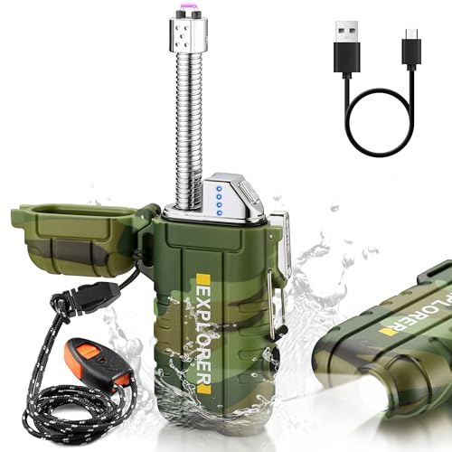 Bistfy Briquet Électrique USB Rechargeable Avec Lumière - Arc Plasma Flexible 360º Coupe-Vent Imperméable Pour Bougie, Barbecue, Cuisine, Cuisinière, Camping, Survie