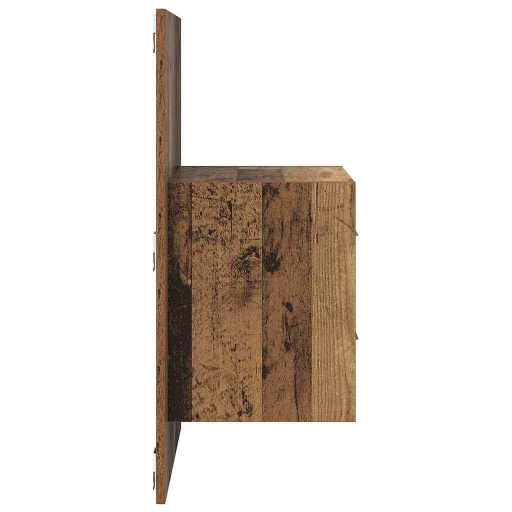 Montowany na ścianie stolik nocny z materiału drewnopochodnego z szufladą i półką, 48,5 x 32,5 x 80 cm, zajmujący niewiele miejsca design do sypialni, rustykalny styl, odporny na zarysowania i
