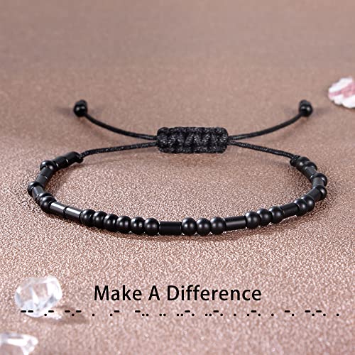 Morse Code Bracelets for Women Inspirational Gifts for Her Adjustable Black Adjustable Braided Men Bracelets Motivational Best Friend Birthday Gifts for Sister Daughter Mom Dad Christmas Jewelry…