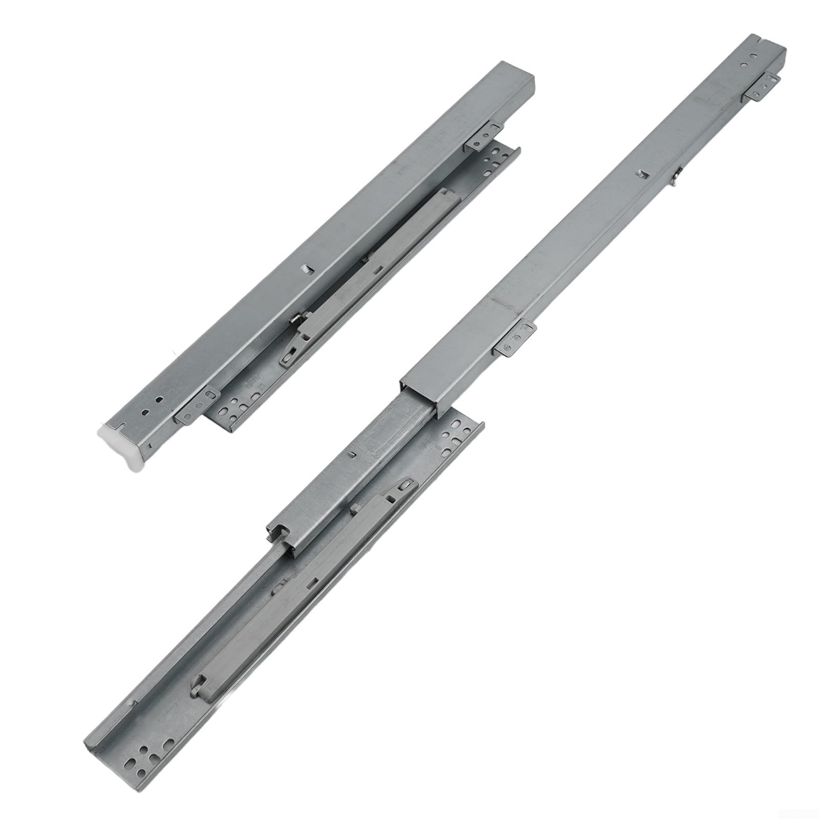 Bottom Mount Drawer Rails, Cold Rolled Steel Floor Mounted Drawer Guides with Soft Close & Three-Stage Full Extension, 200–500mm, Pair(400mm)