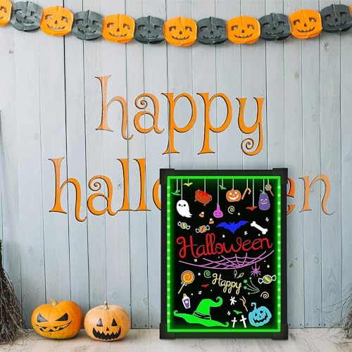 Image of Dry Erase Led Board - 32 inch x 24 inch Erasable Neon Writing Message Drawing Sign Board with 8 Liquid Chalk Markers for Home /Shop