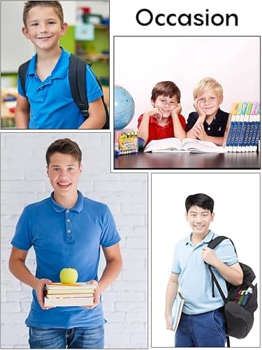 Image of Galaxy by Harvic Polo Shirt for Boys - 5 Pack School Uniform for Boys, Tagless Cotton Blend - Soft Comfortable Everyday Wear