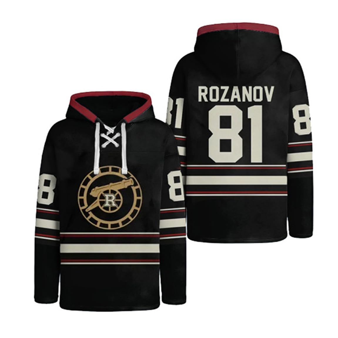 Heated Rivalry Merch Rozanov 81 24 Maglia Hockey Unisex Nera Maniche Lunghe Collo a V, T Shirt Streetwear Uomo Donna, Stile Sportivo Casual Hip Hop