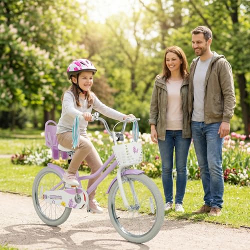 Image of BABY JOY Girls Bike with Streamers & Doll-Seat, Kids Bike for 3-8 Years Old