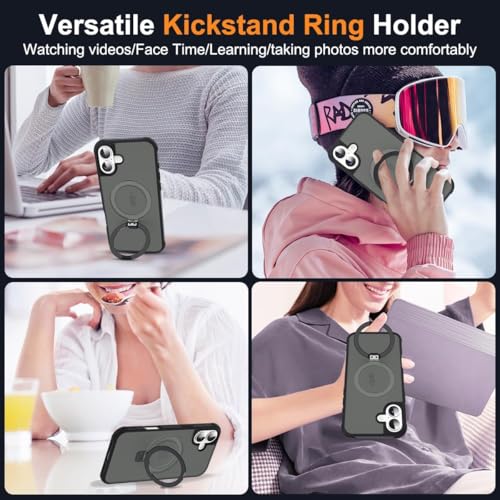 Image of iPhone 16 Plus Magsafe Stand Case | Matte Design & 360 Protection | Military-Grade Apple iPhone 16 Plus Cover | Ultra Premium - Black