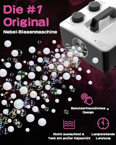 Nebelmaschine, 2 in 1 Fog Bubble Machine, 400W No-Spill Smoke Bubble Maker, Portable Bubble Fogger, Bubble Fog Combo Machine für Indoor Outdoor Party Halloween Weihnachten Hochzeit Geburtstag
