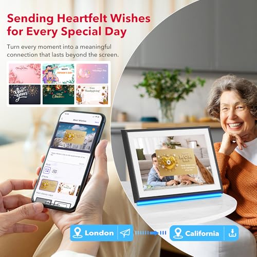 Image of RCA 10.1 inch WiFi Digital Picture Frame Uhale App Photo Frames Electronic HD IPS Touch Screen Display with 32GB Memory LED Lights, Support USB /SD Card, Slideshow, Instantly Share Photos Videos