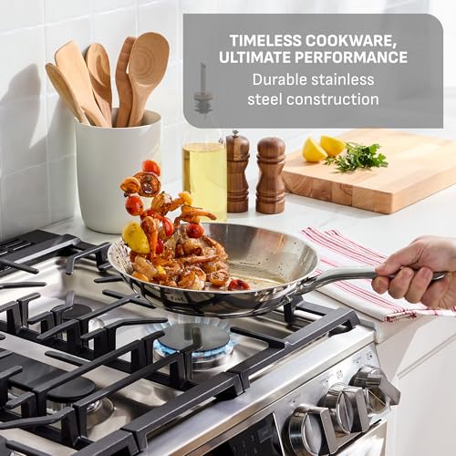 Image of T-Fal Gourmet Stainless Steel Fry Pan 8.5 Inch Induction Compatible Skillet Pan, Fast and Even Heating, Oven Safe to 500F, Professional Grade Cookware for Home Chefs