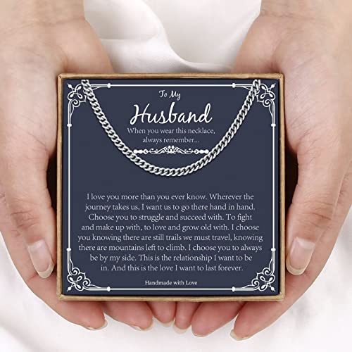 Husband Gifts For Men, Silver Cuban Chain For Husband Christmas Gifts Husband Birthday Gift Fathers Day Husband Gifts Anniversary Husband Gifts For Him Valentines Day Gifts For Him Fathers Day Husband Gifts For Husband Jewelry Gifts For Husband #TOP4