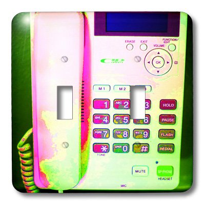 Téléphone mural interrupteur double de style vintage rose et violet par 3dRose