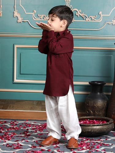 Image of POLKA TOTS Boys Cotton Pathani Set | Premium Pathani Kurta & Pyjama Set for Boys | Kurta Pajama for Kids Boy | Pathani Suit for Kids, Baby Boys & Toddlers | Ethnic Wear for Boy