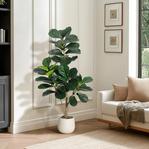 4 ft Fiddle Leaf Fig Tree Artificial with 48 Leaves - Realistic F...