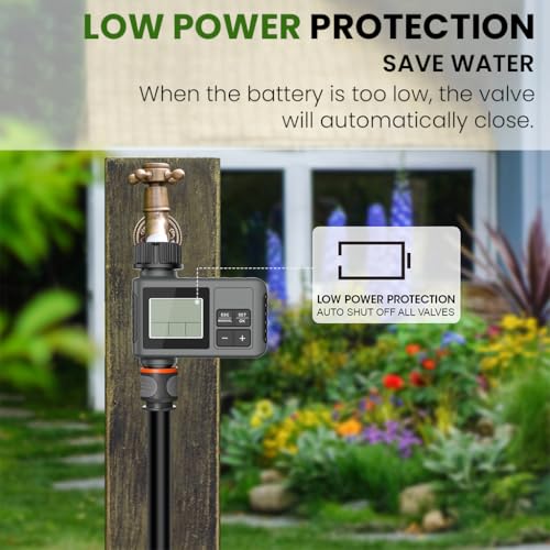 Image of HASTHIP Automatic Water Timer for Garden Faucet Programable LCD Auto Watering System with Manual Control Automatic Watering System Smart LCD Irrigation Timer for Garden, Lawn
