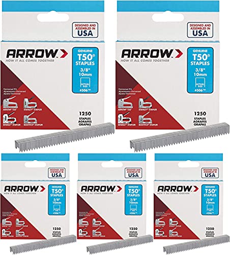 Arrow Fastener 506 Genuine T50 3/8-Inch Staples, 1250-Pack Pack of 10